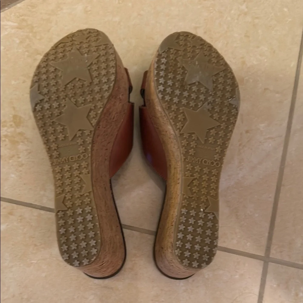Jimmy Choo Brown and Gold Mules - Picture 4 of 8